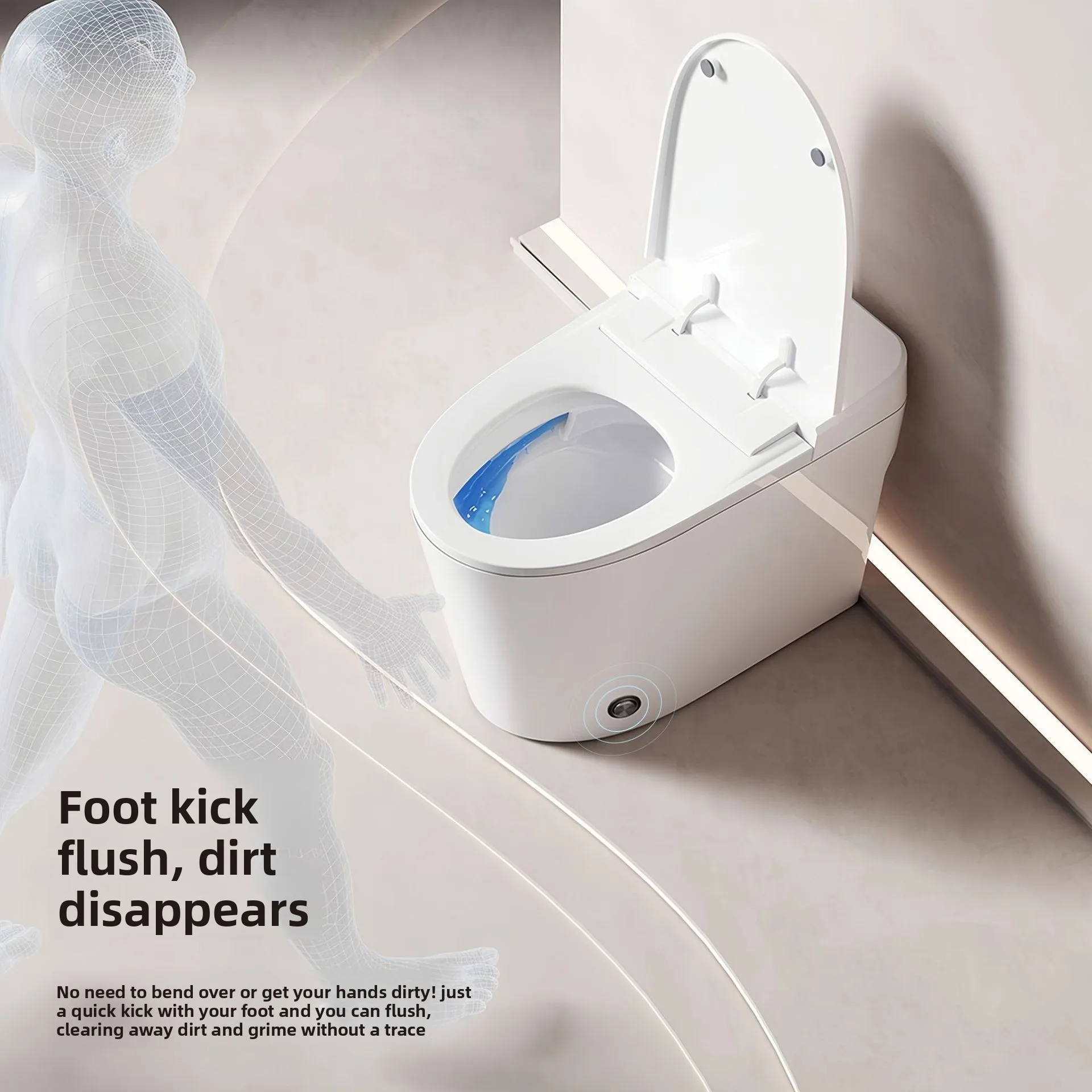Sanitary Ware Ceramic One-piece Wash Down Toilet No Water Pressure Restrictions Kicking to Flush