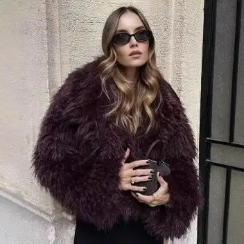 

Faionable ort Fur Coat Women's Autumn Winter New Sle Versatile Thiened Long Sve Pure Color Outerwear