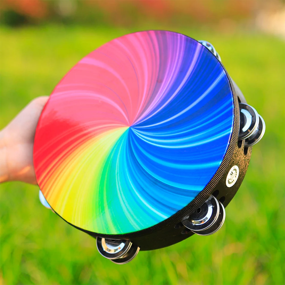 

s s Double Row Tambourine Bell Hand Drum Musical Colorful Instrument Child