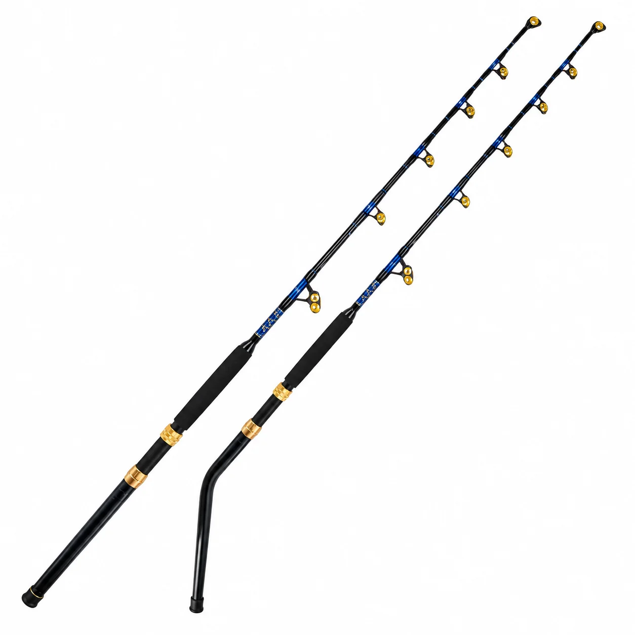 6ft6in 130LB Heavy Duty Trolling Fishing Rod Fiberglass Offshore Saltwater Boat Fishing Roller Guides Straight Bent Butt