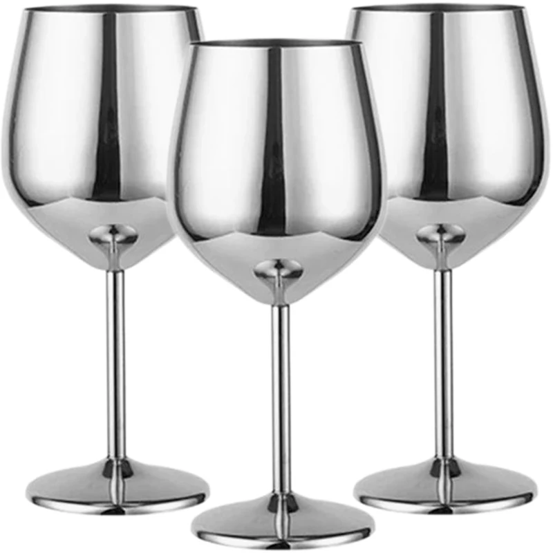 

3PCS Stainless Steel Wine Glass,Champagne Glass, Whiskey Glass, Creative Metal Goblet Red Wine Glass, Barrel-Type Drop-Resistant