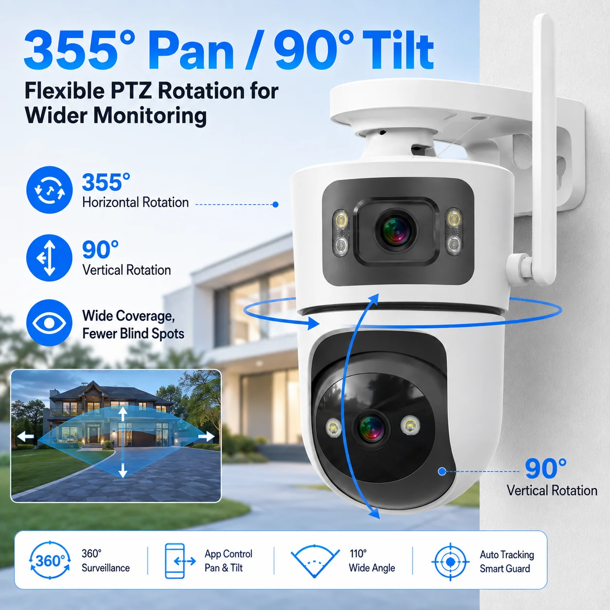 4K 8MP WiFi Dual‑Lens IP Cameras Dual Screen Outdoor Security Camera AI Human Auto Night Vision Two-Way Audio CCTV RJ45 P6SLite