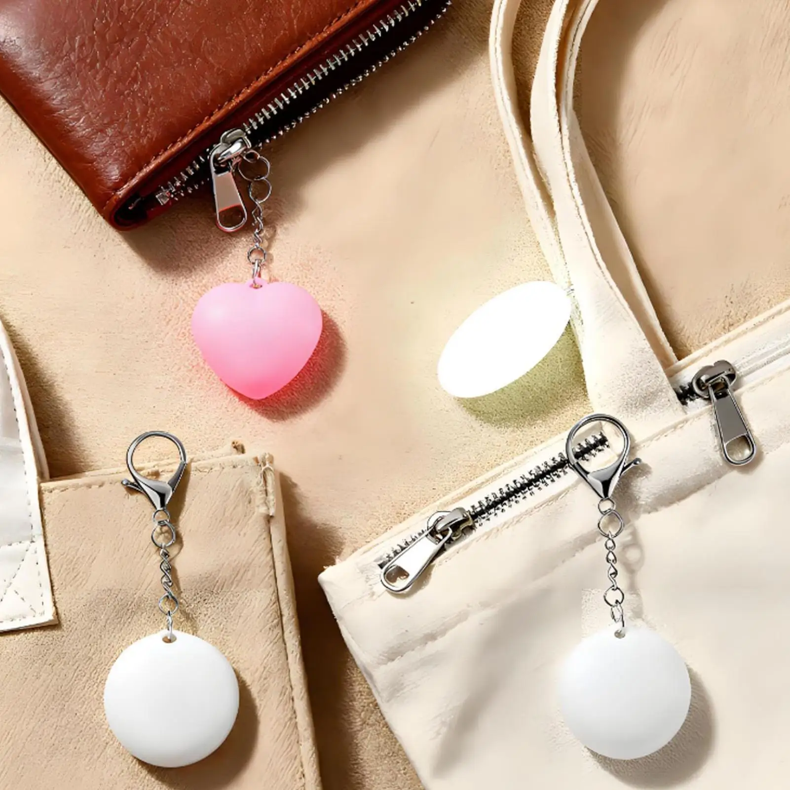 

Bag Light Mini Touch Sensor Rechargeable Heart Round Shaped Bag Keychain Light For Women Girls Pocket Wallet Travel Outdoor