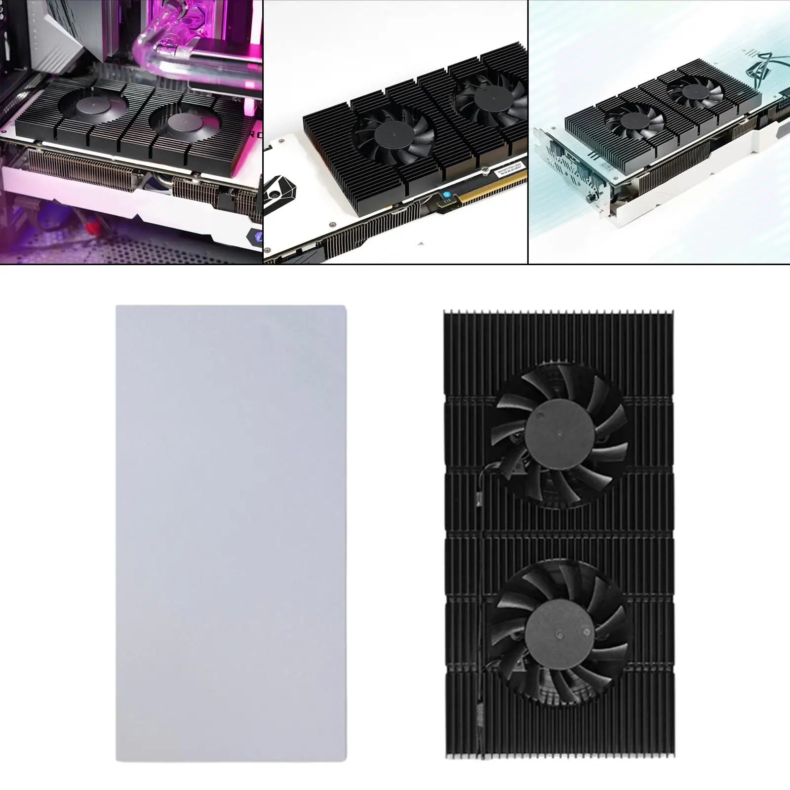 Graphic Card Backplane Cooler, GPU Backplate Radiator Memory Cooling Fans Heatsink for RTX 3080 3070