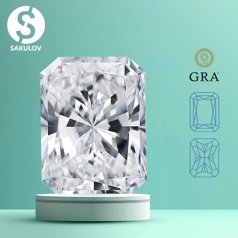 

Real D Color Moissanite Loose Stone Radiant Cut 0.5-5.0ct VVS1 Pass Diamond Tester with GRA Certificate