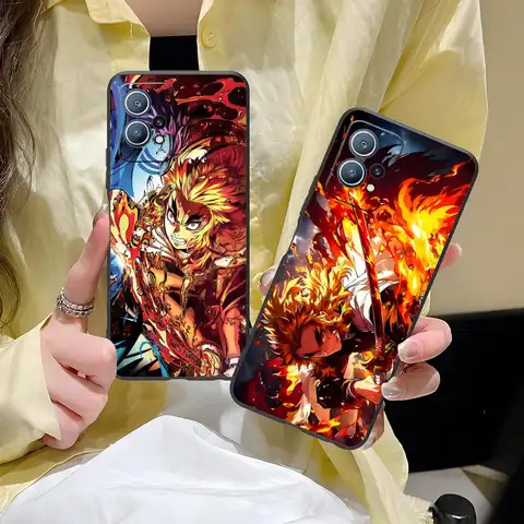 Demon Slayer Rengoku Phone Case for Huawei P60 P50 P40 P30 P20 P10 P9 P8 Pro Lite Plus Black Pretty Luxury Smartphone