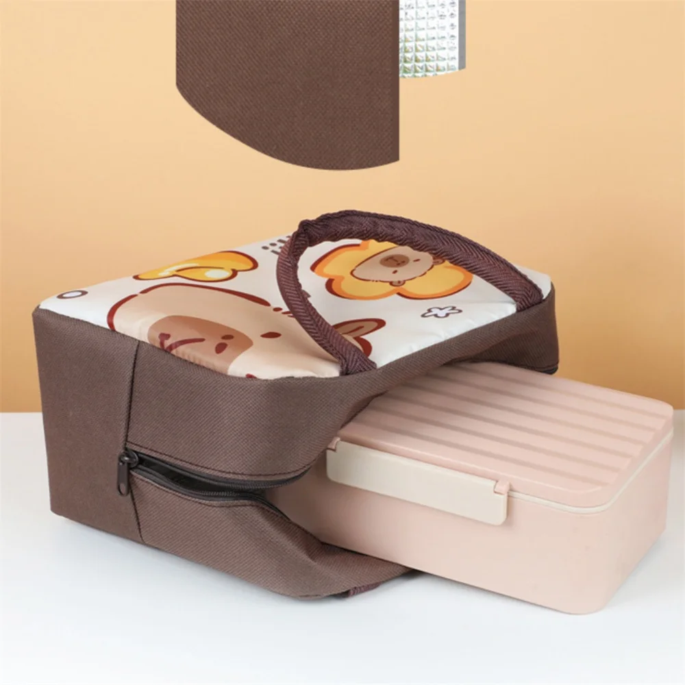 

Cartoon Capybara Lunch Bag Children Portable Thermal Insulation Bento Box Bags Food Container Handbags for Office Tote Bag