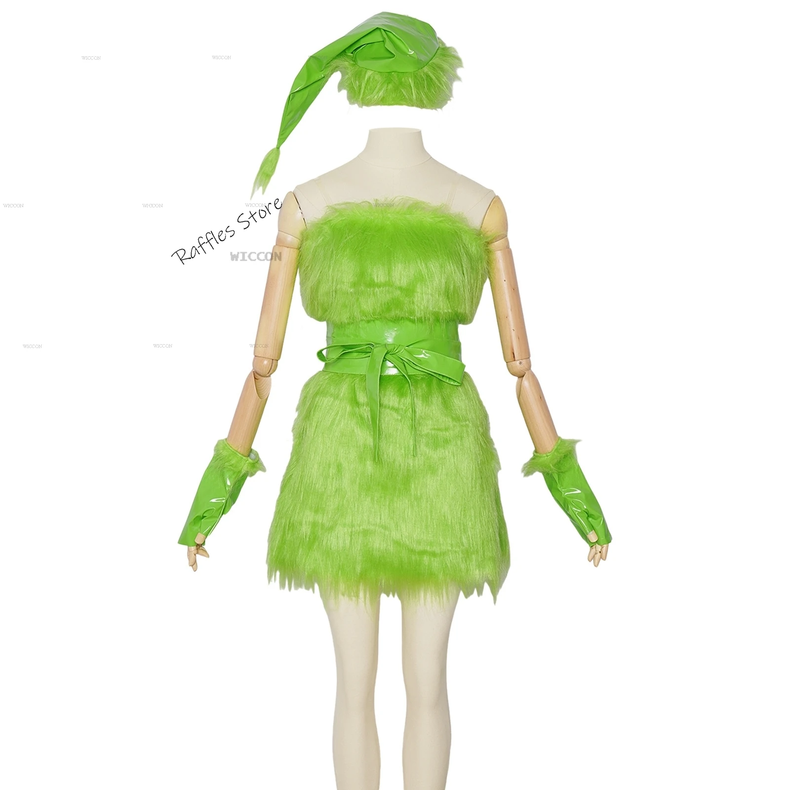 Elf Cute Halloween Green Hair Furry Monster Costume Dress Roleplay Women Clothing Party Fairytale Stage Grinc Cosplay Clothes