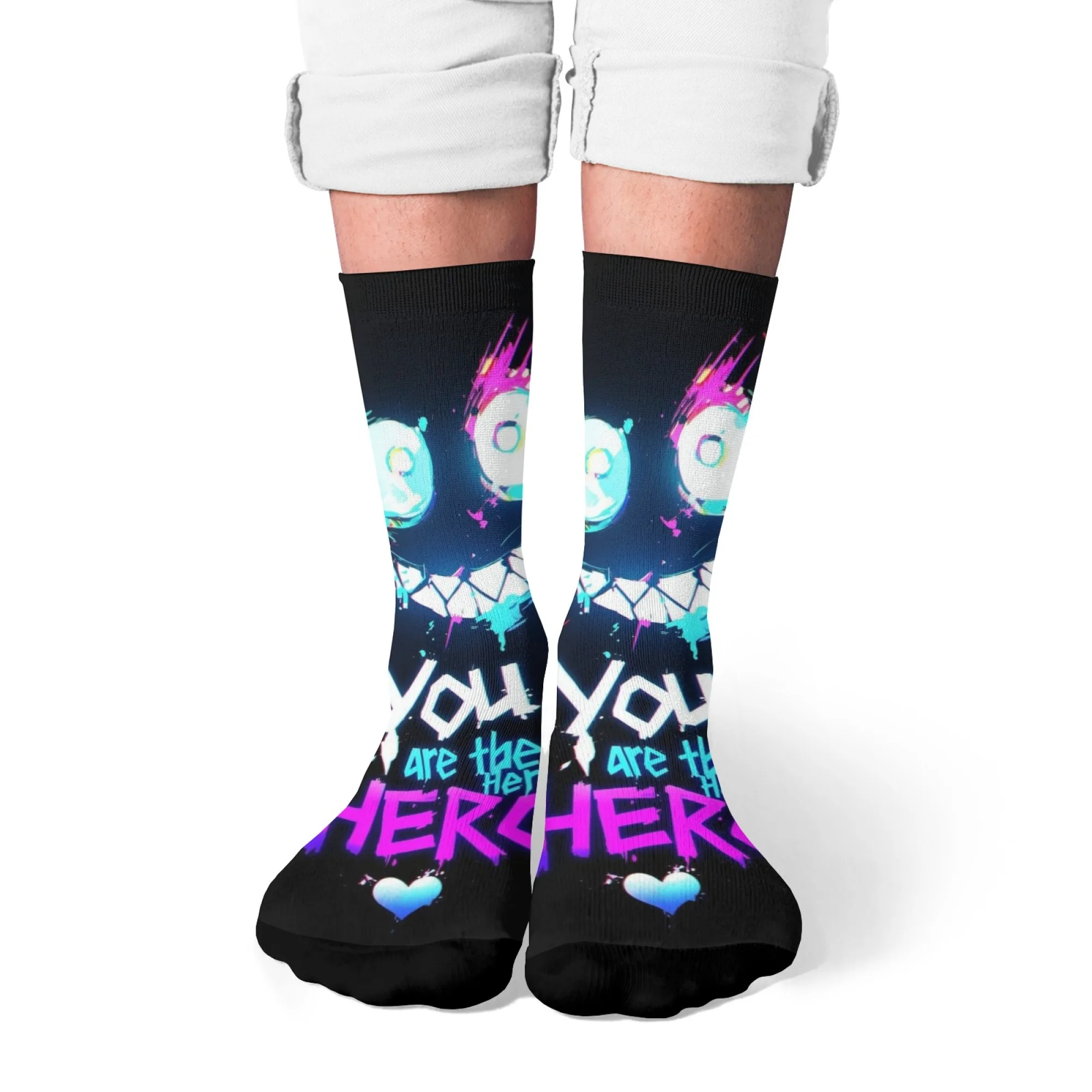 You are the Hero coole Graffiti-Herrensocken, Street-Hip-Hop-Stil, Neuheit, fröhliche, lustige Socken, bequeme, warme, modische Freizeitsocken