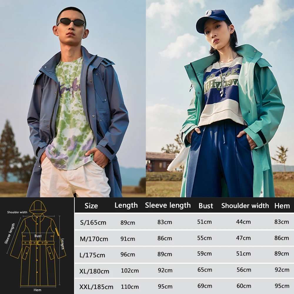 ロングトレンチコートレインコート女性男性防水ウインドブレーカ - Women'S Fashion Rain Jacket のレビューと価格