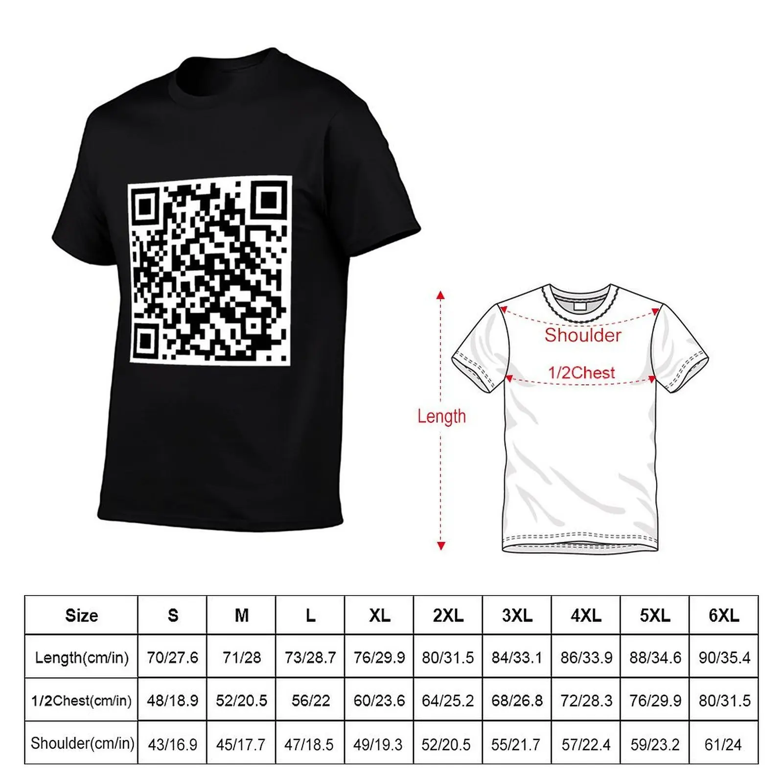 Rick Astley - Never Gonna Give You Up QR Code T-Shirt Novelty Graphic Tee Shirt view 2