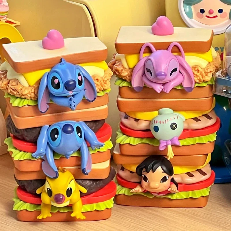 Disney Lilo & Stitch Sandwich Stacking Blind Box Toys Anime Figure Mystery Box Tabletop Ornaments Collection Girl Surprise Gifts