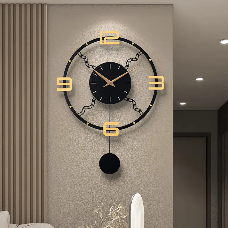 Mid Century Wall Clock Noiseless Retro Clockwork Round Wall Clock Bedside Industrial Style Metal Reloj De Pared Room Decoration