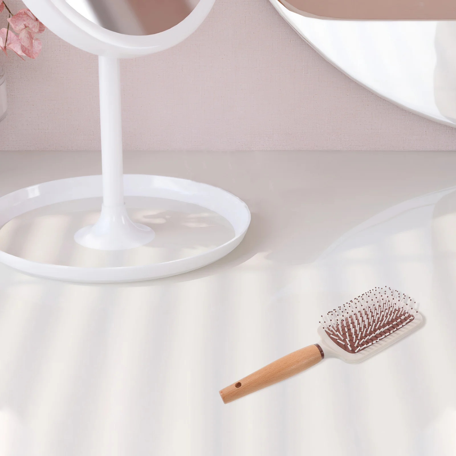 

Wooden Bristles Cushion Massage Brush Ergonomic Handle Detangler for Wet Dry Hair Paddle Comb Smooth Natural Oil