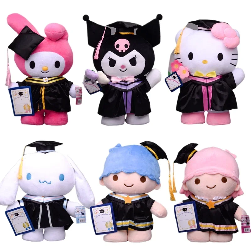 

Graduation Season Sanrio Cute Plush Doll Kuromi Melody Bachelor's Clothing Graduation Doctoral Hat Plush Toy Gifts For Childrens