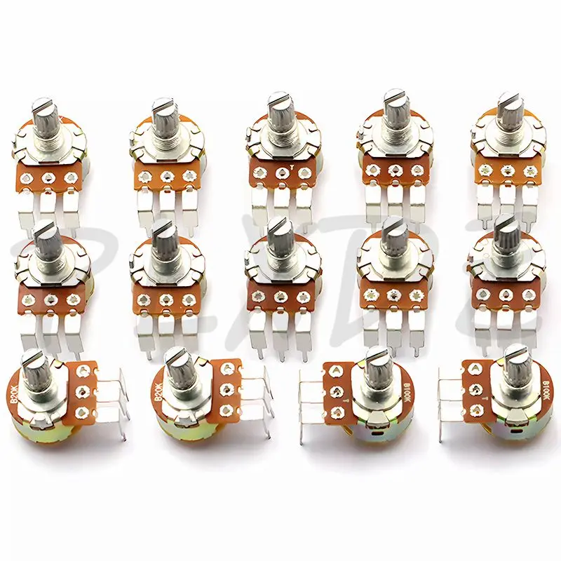 20PCS WH148 Linear Potentiometer Bend Feet 2K 5K 10K 50K 100K  500K B5K B10K B50K B100K B250K B500K ohm 15mm Shaft With switch
