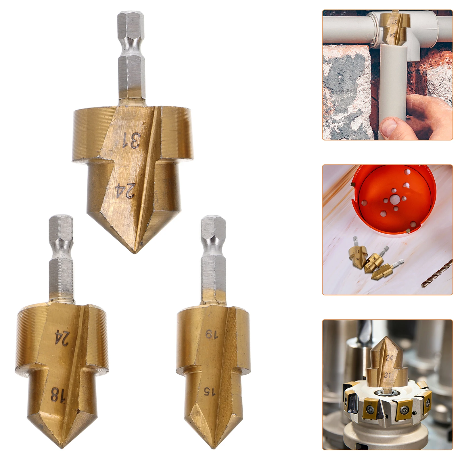 

3pcs 20/25/32Mm Heavy Duty Reaming Drill Bits Set Ppr Lifting Step Drill Bit Kit Expansion Repair Tool For Water Pvc Pipe