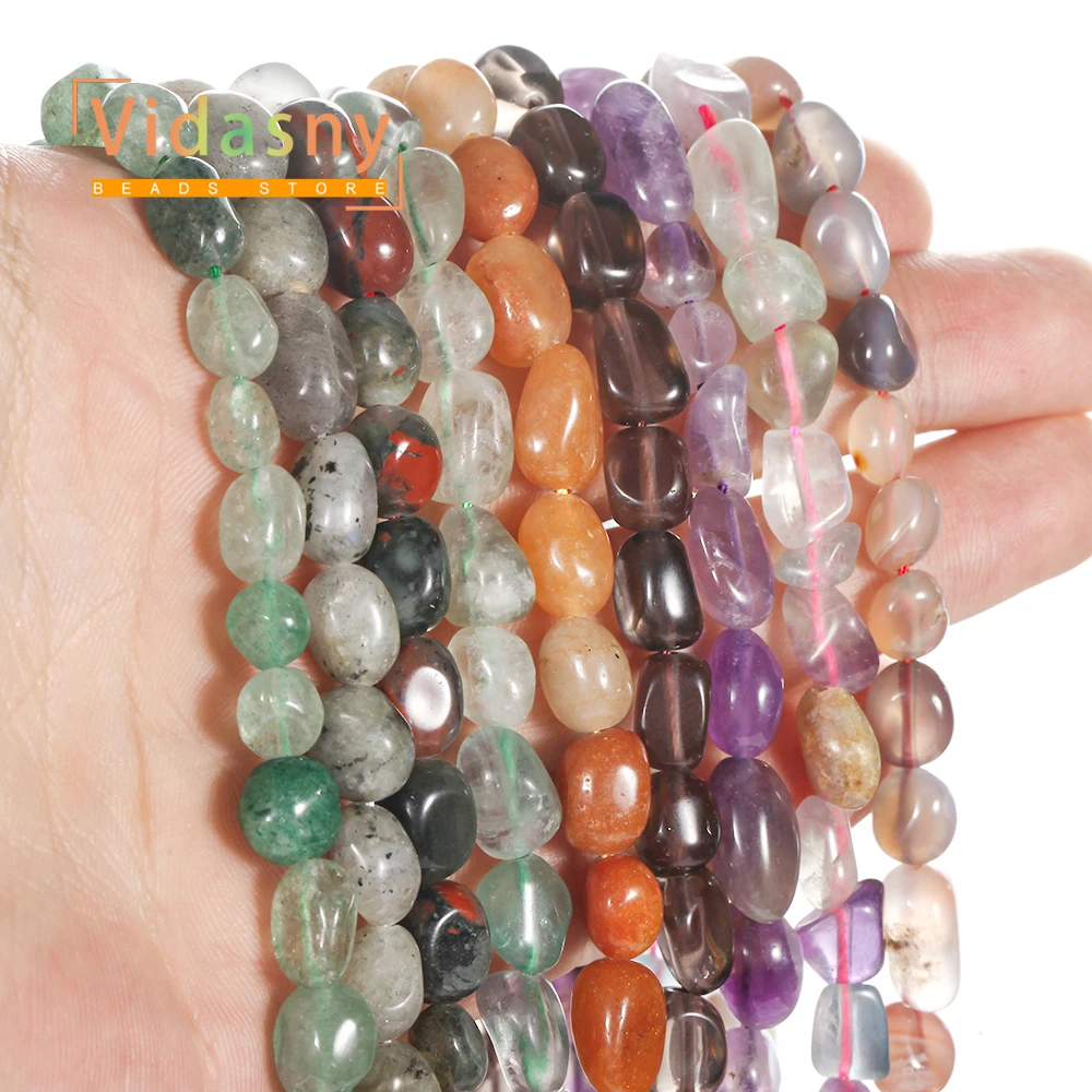 8-10mm Naturstein-Achat-Amethyst Unregelmäßige Ovale Lose Perlen für Schmuckherstellung, DIY-Armbänder und Zubehör – Detail 5