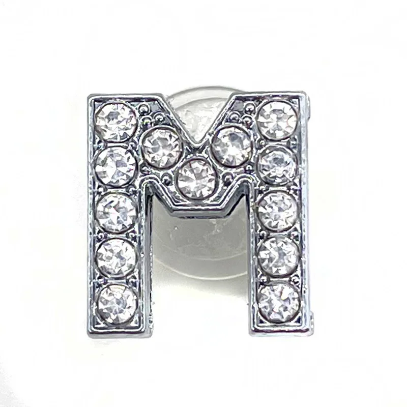 Schuh Charms Glitter Strass Buchstabe Silber Kristall Alphabet DIY Legierung Schuh Dekorationen Schmuck Slider Armband Armbänder – Detail 22