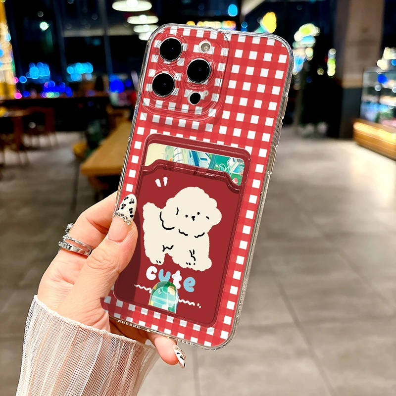 Dog Card Bag Holder Phone Case For Huawei Nova 11 10 9 8 SE 9SE 10SE 4E 3i 7i 8i 5T Y71 Y61 Y62 Y70 Plus Y90 P30 P40 Lite Cover