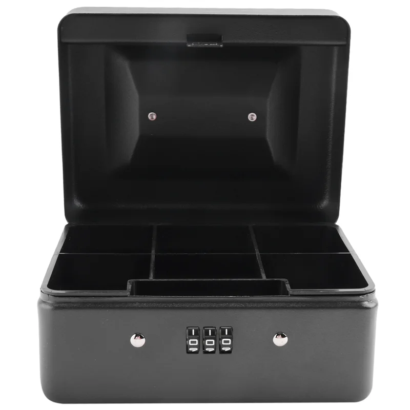 Caixa de moedas de metal durável AF90 com bandeja de armazenamento com trava - caixa de moedas pequena com fechadura de combinação 15 x 12 x 7,7 cm