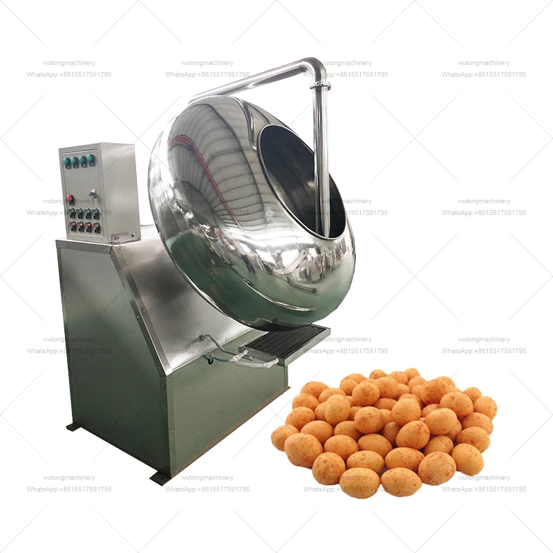 Snack Coater Sugar Candy Chocolate Coating Machine Spray Drum Pan Chips Seasoning Caramel Popcorn Food Peanut Coating Machine