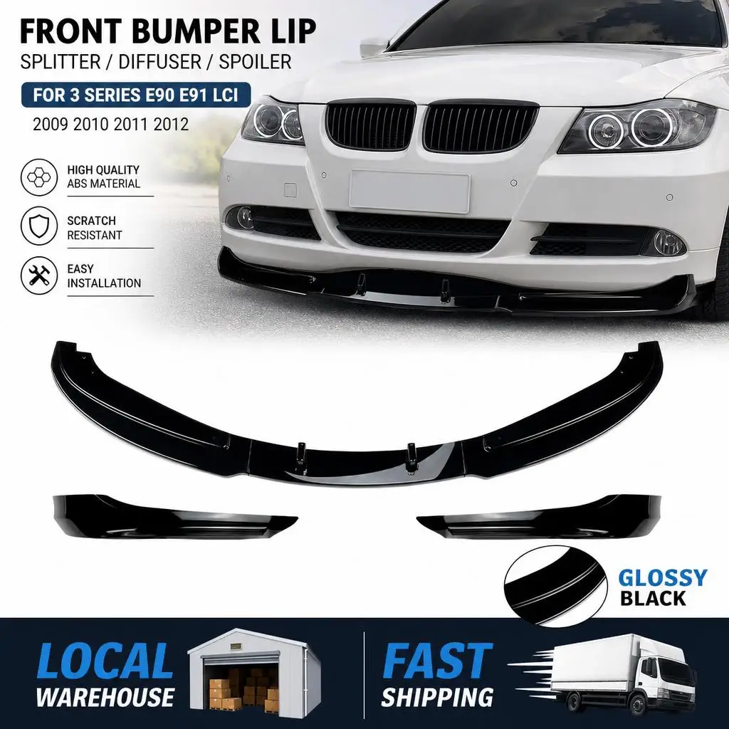 Frontstoßstangenlippe für BMW 3er Serie E90 E91 LCI 320i 330i 2009 2010 2011 2012 Diffusor Splitter Spoiler Stoßstangen-Karosserie-Kit