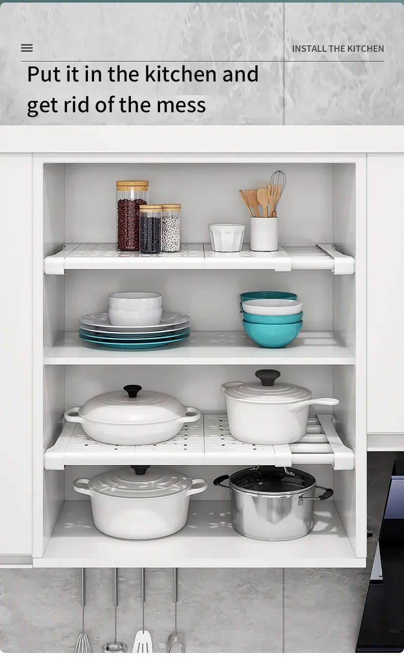 NEW Adjustable Closet Organizer Kitchen Storage Shelves Space Saving Wardrobe Wall Mounted Rack Home Appliance Cabinet Holder1pc