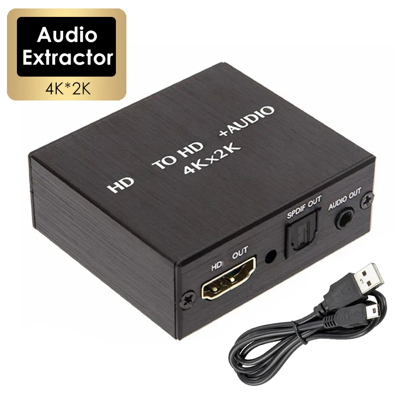 4K x 2K Video Audio Extractor HDMI-Compatible to 3.5MM Audio Converter SPDIF Optical TOSLINK Stereo Out Splitter Adapter