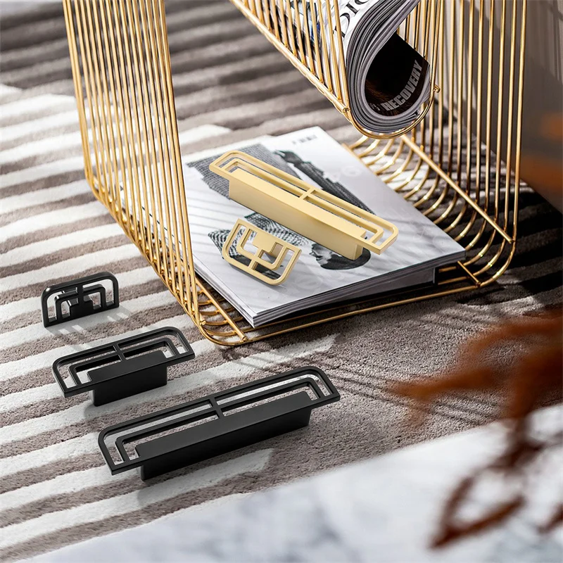 Classical Cabinet Handles Zinc Alloy kitchen handles Gold Drawer Knobs&Pulls Black Wardrobe Door Handles Solid Furniture Handle