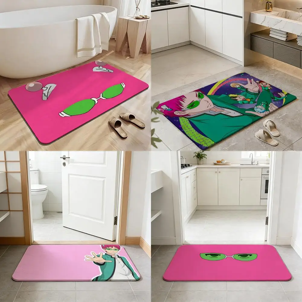 T-The D-Disastrous Life of Saiki K Floor Mat Non-slip Quick-dry Diatomaceous Earth Bath Mat, Absorbent Doormat