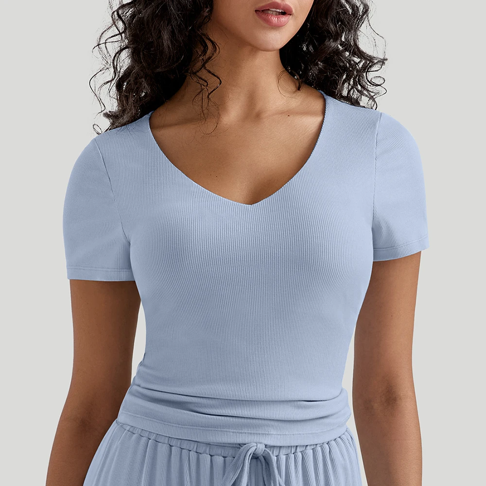 Women Women Yoga Top Seamless Sport T Shirts Short Sleeve Yoga Shirt Gym Top Fitness Running Active Wear V Neck Sports Top Female - Aliexpress Deal