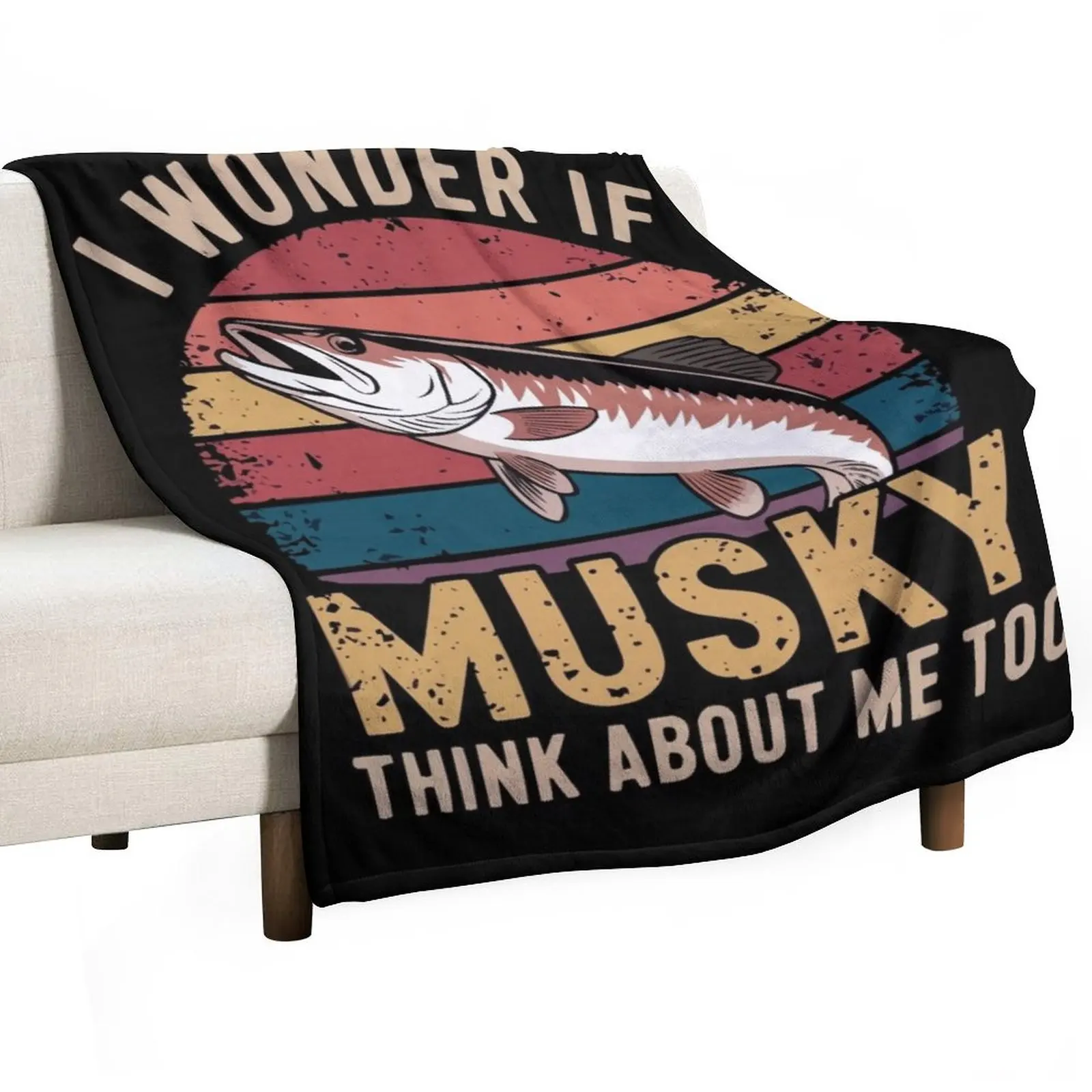 Musky Fishing Think About Throw Blanket Bed Blankets For Baby wednesday Summer blankets ands funny gift Blankets