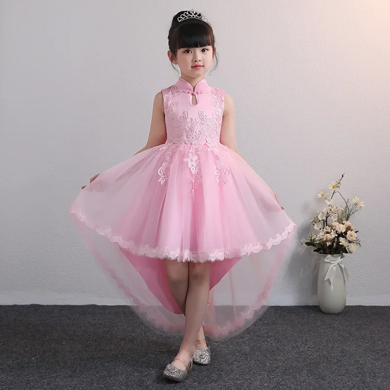 Chinese Style Flower Girl Dresses for Weddings Sleeveless Kids Dresses for Girls Summer Children Girls Party Dress 3-12 Years