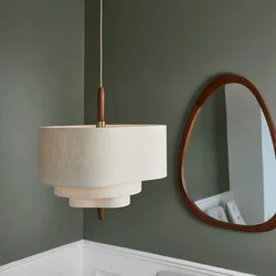 Nordic Ceiling Chandelier Retro Design Fabric Lampshade Led Light Modern Home Decoration Living Room Dining Bedroom Pendant Lamp