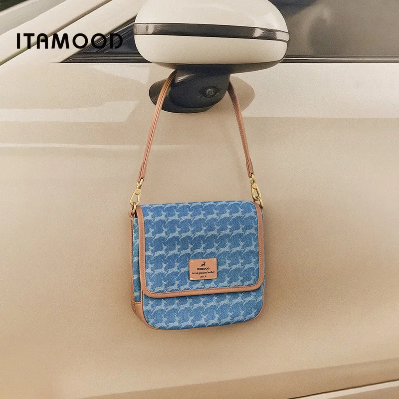 

ITAMOOD Women's Crossbody Bag Luxury Genuine Leather Square Commuting Work Single Shoulder Handbag Zipper Back To School Gift