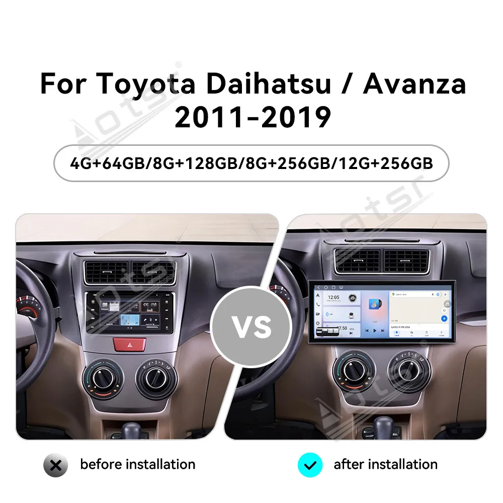 Radio para Auto Android 15 de 15.8'' para Toyota AVANZA Daihatsu 2011-2019, Reproductor Multimedia, GPS, Navegación, Carplay, Unidad DSP, BT