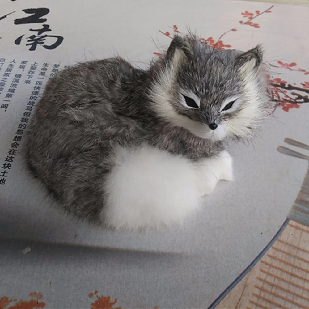 lovely simulation gray fox model polyethylene&fur Curled up fox doll about 16x11.5x13cm 1658