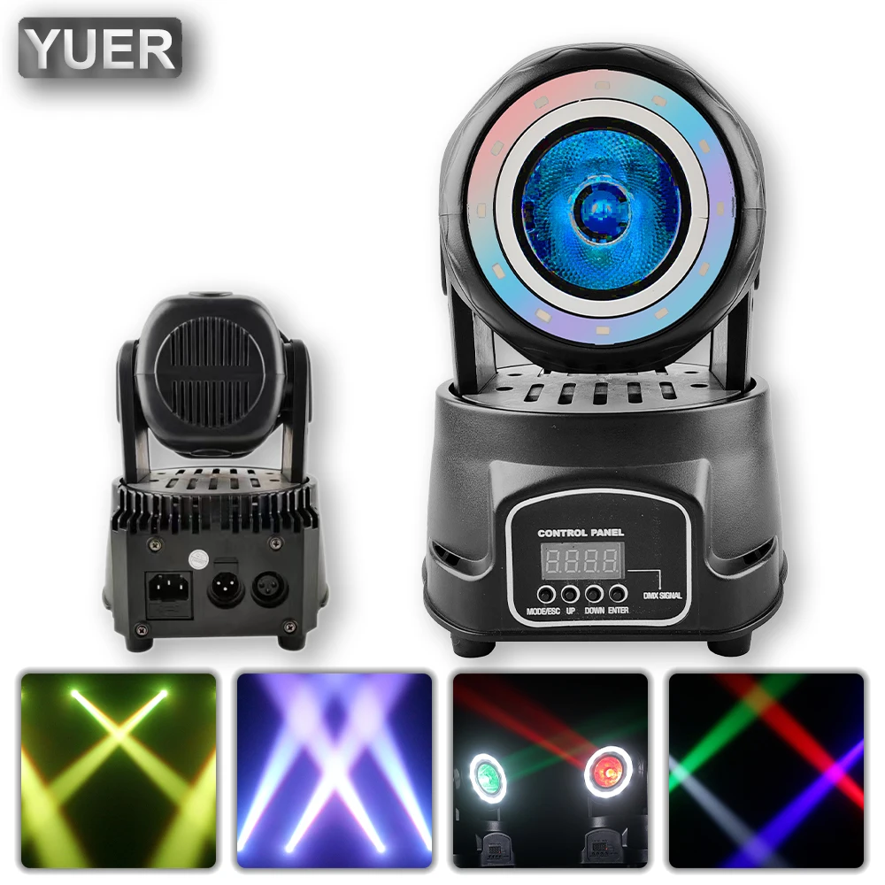 

Mini 40W LED RGBW 4IN1 Beam Moving Head Light With Dual Ring Strobe Stage Lights DMX512 Dj Disco Party Wedding Bar Stage Effects