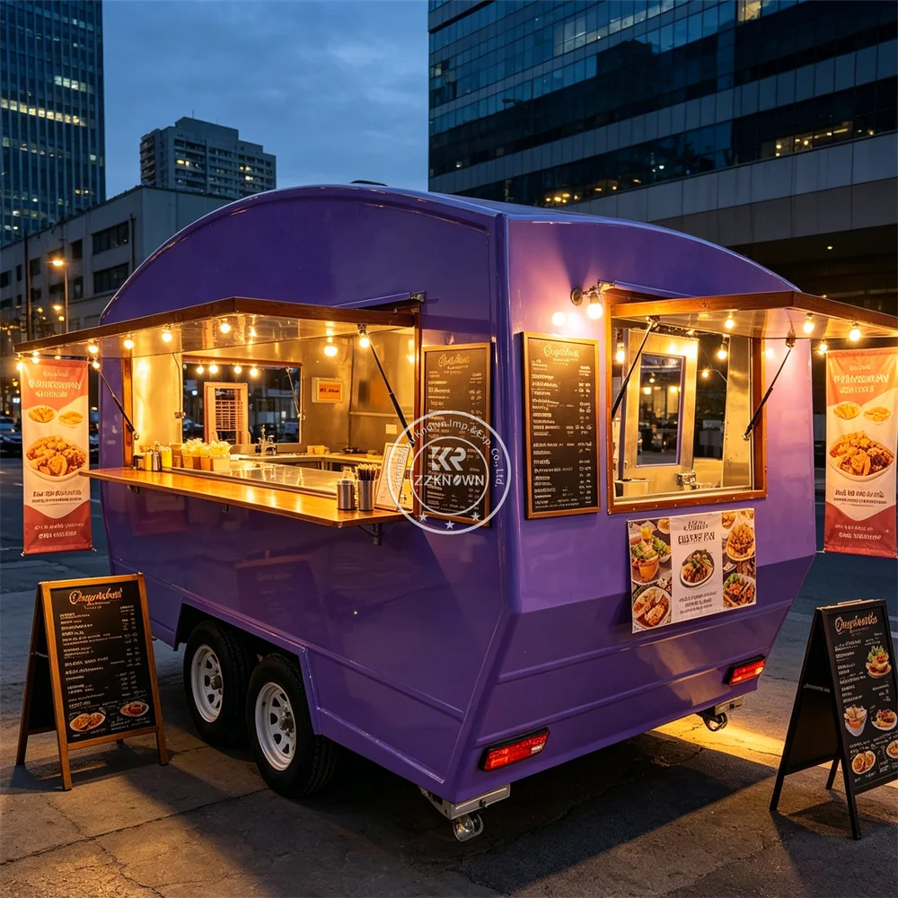 

Мобильный уличный фудтрак-киоск для кофе, пиццы, бургеров, хот-догов, барбекю, полностью оборудованный