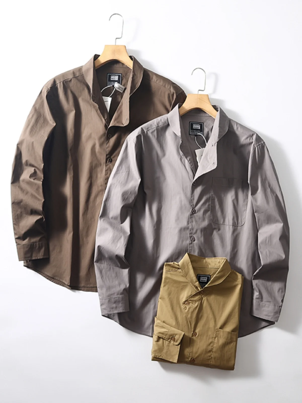 

Мужская рубашка свободного кроя с длинным рукавом, осенняя модная городская повседневная рабочая одежда в японском ретро-стиле для молодежи, на каждый день