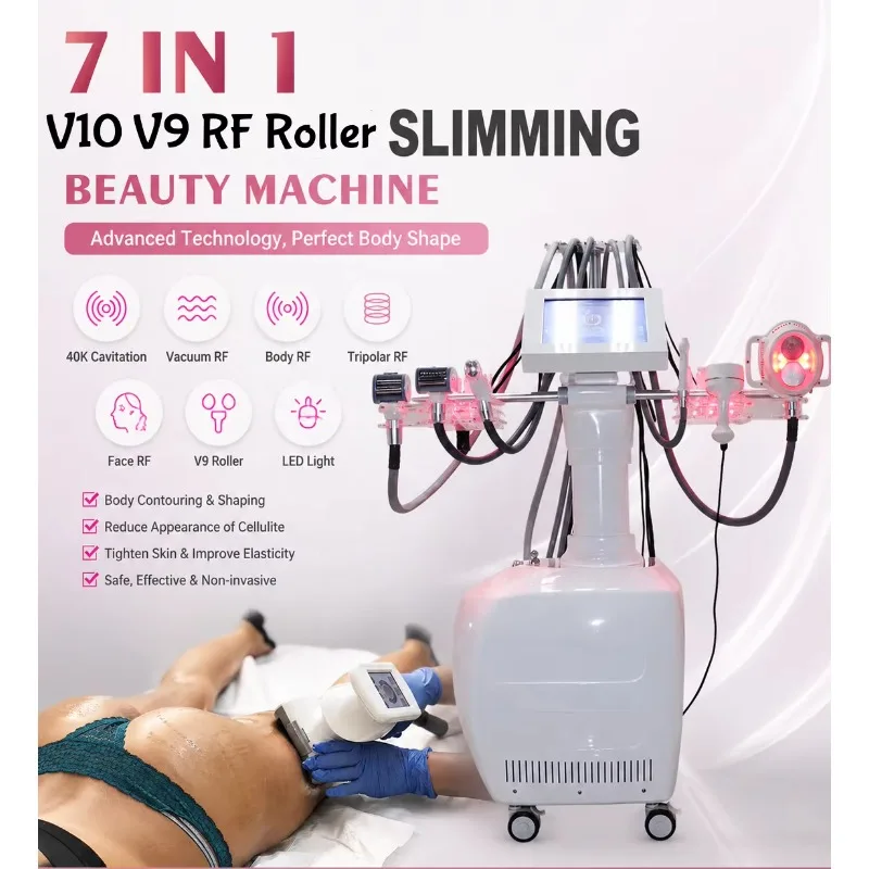 Multifunctional 7 in 1 Vacuum RF Body Shaping Machine Face Body Care V9 V10 Roller Spa Beauty Equipment