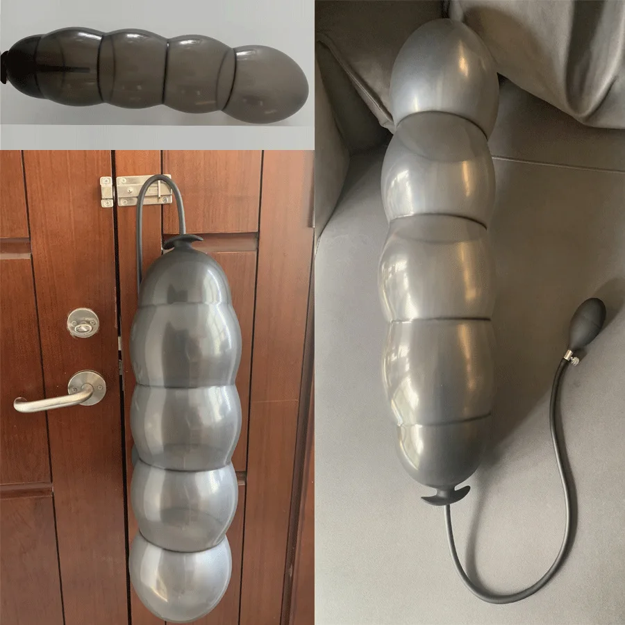 Expansion Diameter 14cm Inflatable Dildo Anal Plug with 5 Beads Built-in Silicone Column Huge Butt Plug Ass Dilator Anal Sex Toy - Image 3