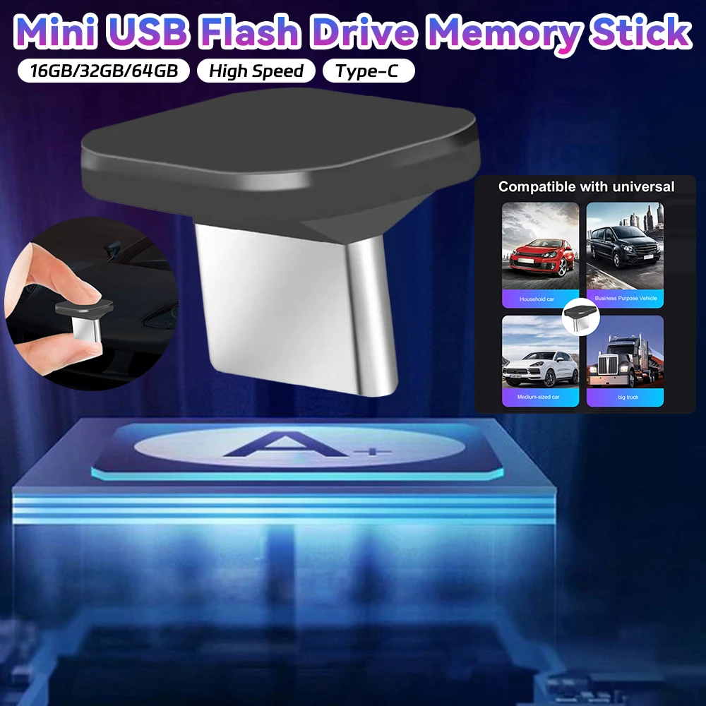 16GB/32GB/64GB Type-C فلاش محمول صغير قصير سيارة U القرص بندريف مستقرة نقل سريع IPX-7 مقاوم للماء التوصيل والتشغيل