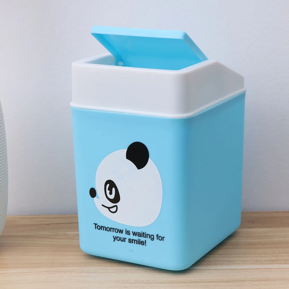 

Desktop Trash Can Mini Waste Bin Swing Lid Garbage Dustbin Litter Holder Table Sky Blue Small Size Creative Practical Car Office