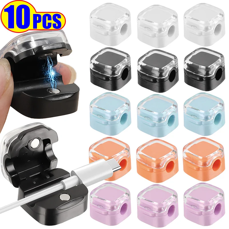 10/5/1PCS Colorful Magnetic Cable Clips Desktop Wall Mount Wire Management Cord Holder Adhesive Cable Organizers Home Office