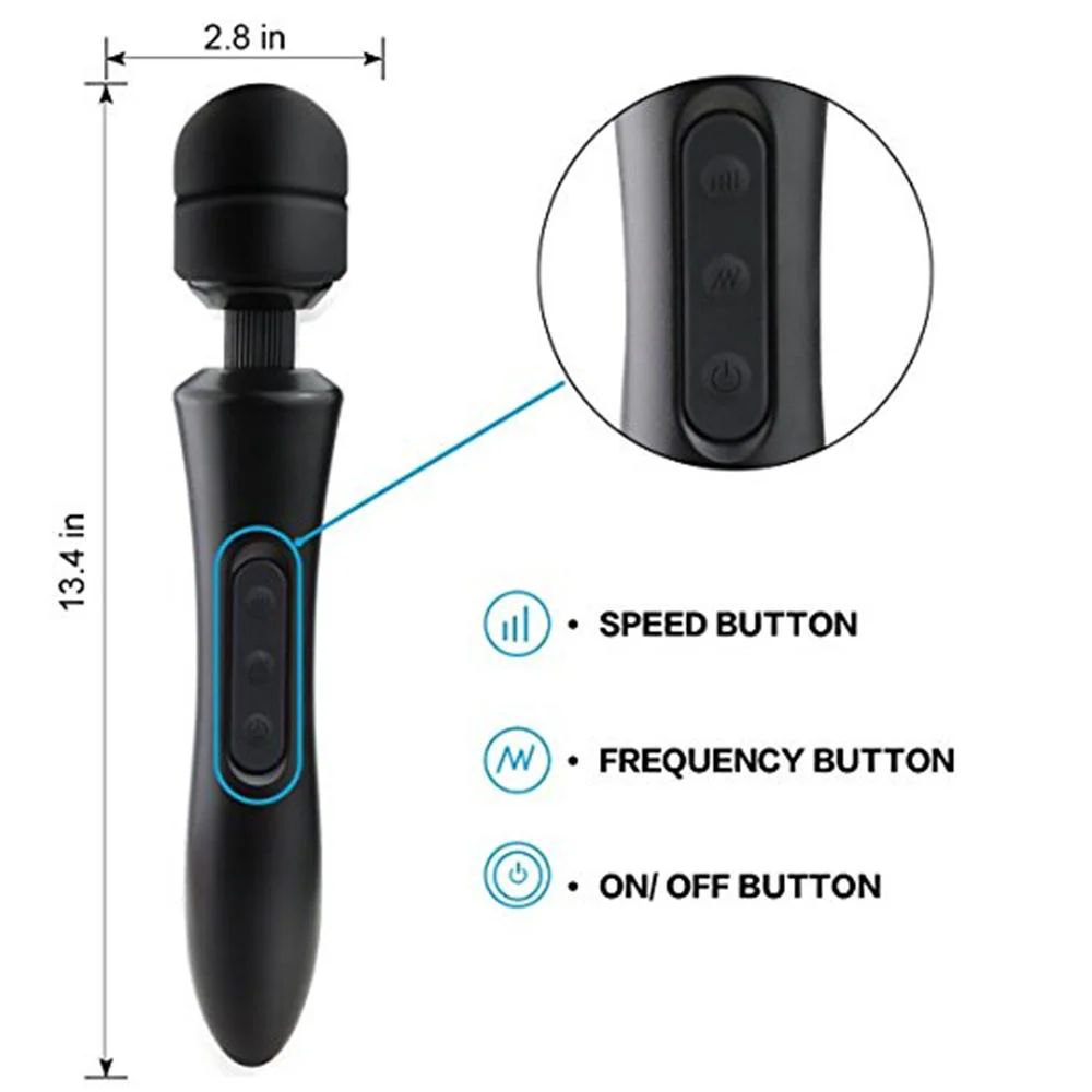 Strong vibration of massage stick 20 frequency 8-speed USB charging large massage stick silent waterproof silicone material