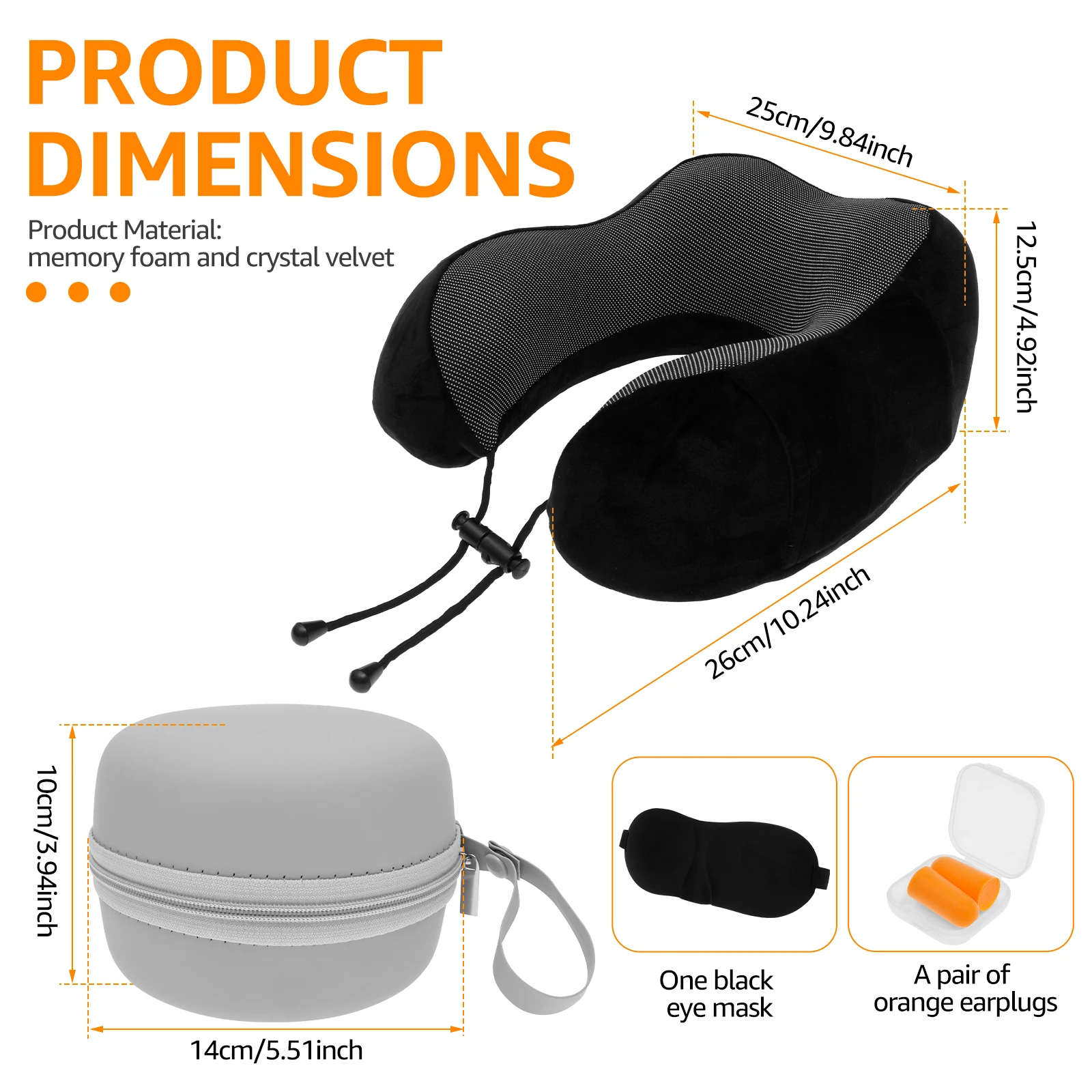 Travel Neck Pillow U-shaped Pillow with Memory Foam Comfortable Portable Soft Noon Break Sleep Pillows for Car Plane Office Home