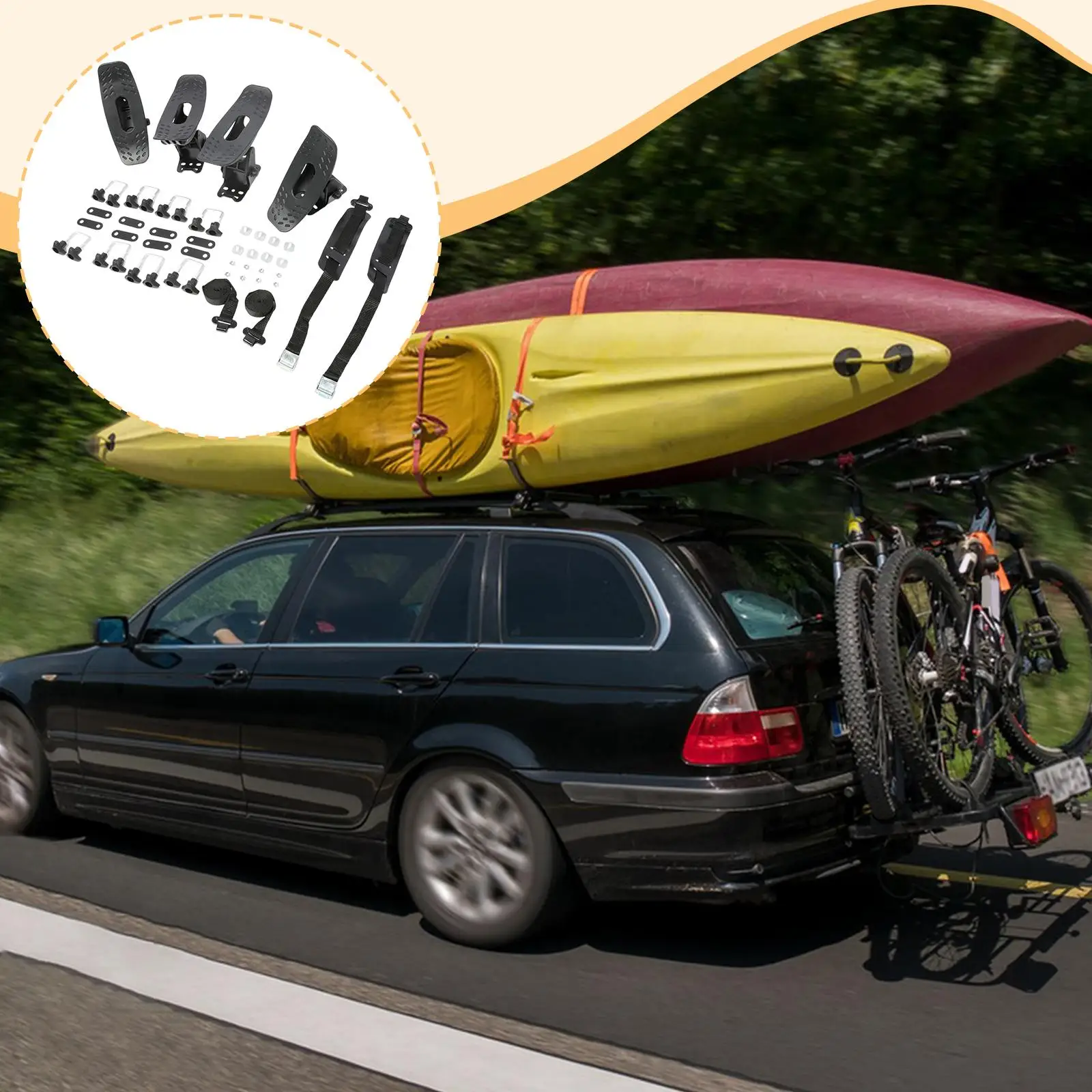 رف سقف كاياك سهل التركيب، حامل مرن على شكل قارب، لوح ركوب الأمواج #4