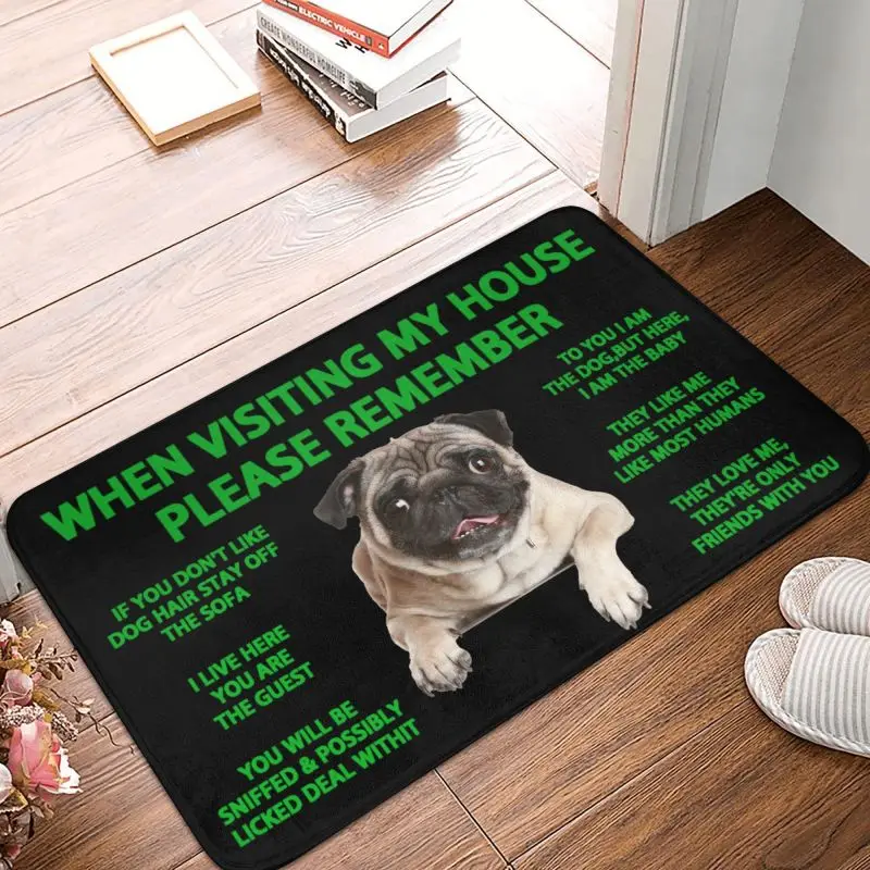 Lovely Pug Dog Front Door Floor Entrance Mats Outdoor Bathroom Kitchen Doormat Garden Carpet Rug